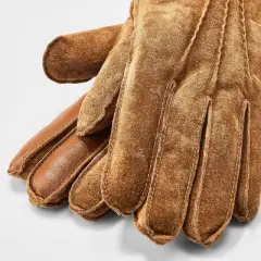 Men's Faux Shearling Lined Pig Suede Gloves - Goodfellow & Co&trade; Brown