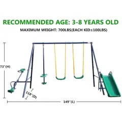 Racxily Metal Swing Set w/ Slide