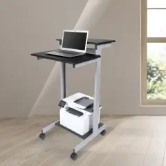 Stand Up Desk Store Rolling Adjustable Height Two Tier Standing Desk Computer Workstation