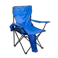 Lexi Home Blue Folding Chair with Cup Holder and Carry Bag