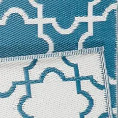 DII Design Imports Indoor Outdoor 4 x 6 Ft Reversible Lattice Woven Rectangular Runner Rug for Decks, Patios, Living Rooms, & Kitchens, Storm Blue