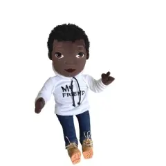 Our Brown Boy Joy Original My Friend White Hoodie Baby Doll 1