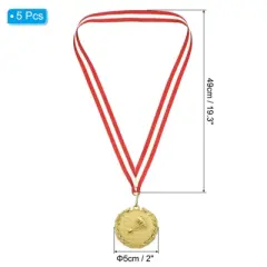 Unique Bargains Zinc Alloy Corrosion-Resistant Durable Embossed Design Sports Award Medals Gold, Red White 5 Pcs