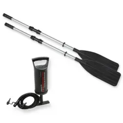 Intex Excursion Inflatable 5 Person Water Fishing River Boat Raft Set with Oars