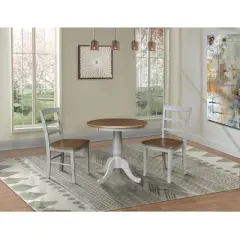 30" Round Dining Table with Raised Legs and 2 Madrid Dining Chairs - International Concepts