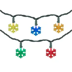 Northlight LED Snowflake Shaped Christmas Light Set - MultiColor - 4' Green Wire - 10ct