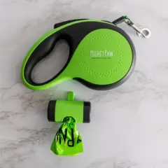 Mighty Paw Retractable Leash + Poop Bag Holder | 16ft for Dogs 0-50 or 50-100 lbs