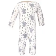 Touched by Nature Baby Girl Organic Cotton Coveralls 2pk, Girl Elephant