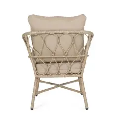 4pc Bruce Outdoor Wicker Set with Cushions Light Brown/Beige - Christopher Knight Home