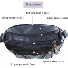 Crossbody Bags For Women Pocketbooks Soft PU Leather Purses and Handbags Multi Pocket Shoulder Bag