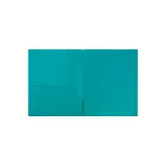 JAM Paper Plastic Two-Pocket School POP Folders Teal Bulk 96/Pack 382ETEB