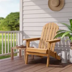 Yaheetech Folding Adirondack Chair Solid Wood Garden Chair Weather Resistant, Brown