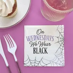 Big Dot of Happiness Goth Girl Napkins, Black and Purple Halloween or Gothic Birthday Party Decor, White 3-Ply Paper Beverage Napkins - 24 Count