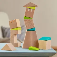 HABA Crooked Tower Wooden Blocks with Pattern Cards (Made in Germany)