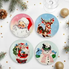 Mr. Christmas 8" Set of 4 Ceramic Pastel Plates