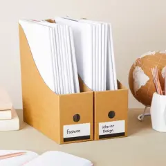Juvale Juvale 8-Pack Kraft Paper Material Cardboard Magazine File Holder Boxes with Labels - Desk Organizer for Documents