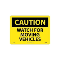 National Marker Caution Signs; Watch For Moving Vehicles 10X14 Rigid Plastic C675RB