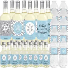 Big Dot of Happiness Winter Wonderland - Snowflake Holiday Party and Winter Wedding Decorations - Beverage Bar Kit - 34 Pieces
