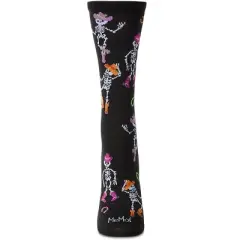 Memoi Women's "Howdy Skeletons" Halloween Holiday Novelty Crew Sock Black 9-11