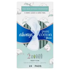 Always Pure Cotton Heavy Unscented Maxi Pads - Size 2