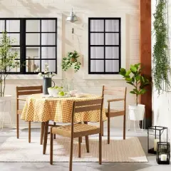 70" Gingham Wipeable Oil-Cloth Round Tablecloth Gold/Cream - Hearth & Hand&trade; with Magnolia