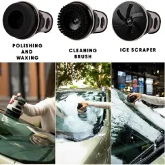 Zone Tech 3 in 1 Electric Ice Scraper for Car Windshield - Rechargeable Cleaning Brush, Polishing Machine and Snow Removal No Scratch Rotating Disc