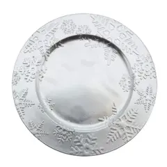 Saro Lifestyle Snowflake Design Christmas Holiday Decorative Charger Plate - set of 4 pcs