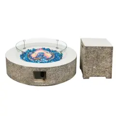 42/56 inch Outdoor  Magnesium Oxide Fire Pit Table Propane with Tank Cover and Wind Guard