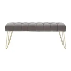 Hewett Velvet Tufted Metal Bench - Inspire Q
