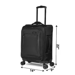 Solutions 20 Expandable Spinner Carry-On with Padded Electronics Pockets, Black