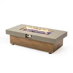 48-Inch Outdoor Wood Grain Fire Pit Table, Gas Patio Heater for Backyard & Deck
