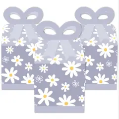 Big Dot of Happiness Purple Daisy Flowers - Square Favor Gift Boxes - Floral Party Bow Boxes - Set of 12