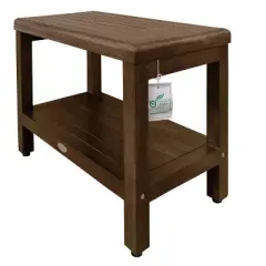 DecoTeak&reg; Eleganto&reg; 24" Teak Wood Shower Bench with Shelf in Woodland Brown Finish