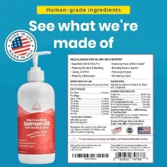 Wild Alaskan Salmon Oil for Cats & Small Dogs, Supports Skin, Coat, Joint & Overall Well-Being, Pure & Premium Alaskan Salmon Oil W/ No Fillers, 16 oz