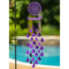 Dawhud Direct 27.5" H Rustic Charcoal Wolf Dreamcatcher Wind Chimes - Outdoor