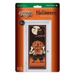 Beistle Vintage Halloween Door Cover Jack-O-Lantern Goblin with Owl, Bat, Full Moon