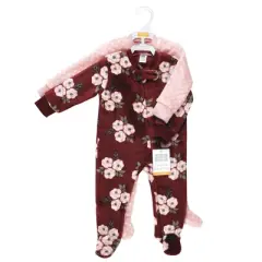 Hudson Baby Infant Girl Plush Sleep and Play, Burgundy Floral
