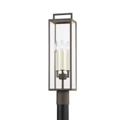 Troy Lighting Beckham 3 - Light Post Light in  Textured Bronze Clear Shade