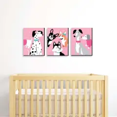 Big Dot of Happiness Pawty Like a Puppy Girl - Pink Dog Nursery Wall Art and Kids Room Decorations - Gift Ideas - 7.5 x 10 inches - Set of 3 Prints
