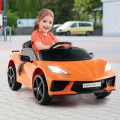 Costway 12V Electric Kids Ride On Car with Remote Control Wireless Connection Lights Orange/Pink/Red/White