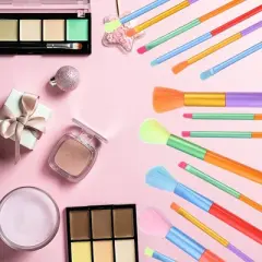 Unique Bargains Makeup Brushes Concealer Brush Loose Professional Blush Brush Plastic Metal Handle Multicolor 15 Pcs