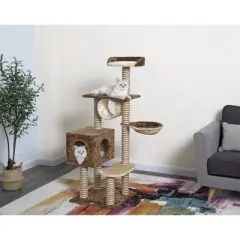 Go Pet Club 56" Cat Tree Condo with Sisal Scratching Posts F3017 - Beige/Brown