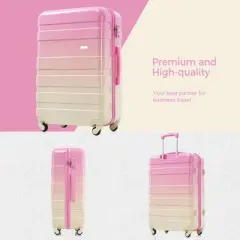 NAYSAYE Luggage 3 Piece Set Hardshell Lightweight Suitcase with TSA Lock Spinner Wheels Durable Pink, Pink, 29"*20.6"*11.6"
