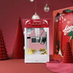 INFURNIC Popcorn Poppers, with Kettle and Warming Deck, Kitchenware for Family Gatherings, Red, 14.69"*12.91"*23.03"