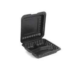 Northlight 150-Count Single Compartment Hinged Black Meal Prep/Take Out Containers - 9"