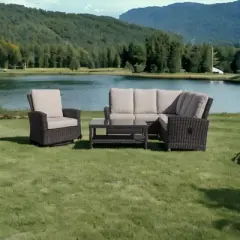 Courtyard Casual Cheshire 5 pc Recline Sectional Set with Swivel Glider and Coffee Table