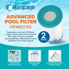Hurricane 4 Pack HF4607-02 Advanced Pool Filter Cartridge for PC7-120, Unicel C-4607, Filbur FC-3710, Coleco F-120, Sand-n-Sun, Easy Set Size A or C