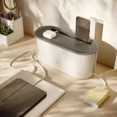 U Brands Desktop Cable Storage Box White/Charcoal