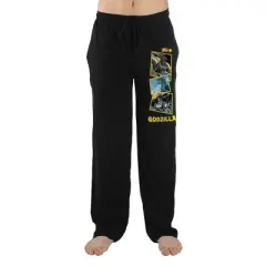 Godzilla Monster Comic Style Graphic Mens Black Sleep Pajama Pants