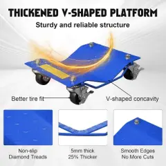 Car Dolly Heavy Duty, 6000 Lbs Capacity Wheel Dolly Car Skates with Wheels and Brakes, Tire Dolly Cart for Moving Cars, Trucks